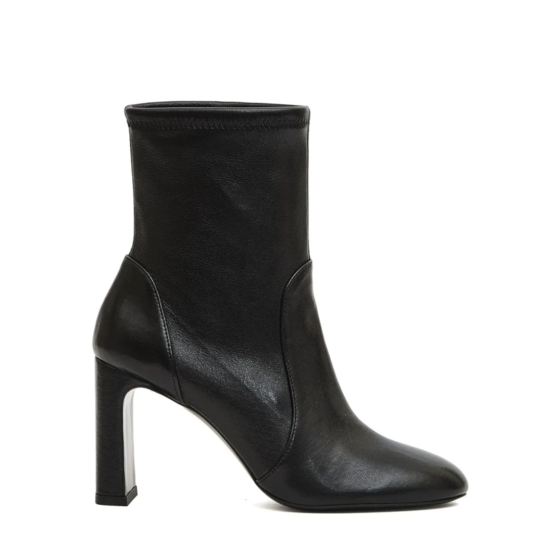 Stuart Weitzman Bottes Black Leather Ankle Boot Black