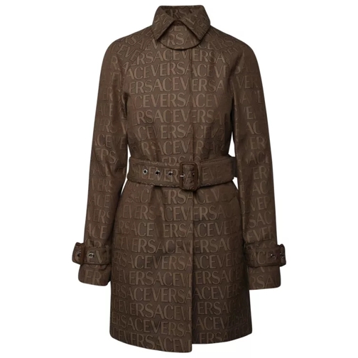 Versace Brown Cotton Blend Trench Coat Brown 