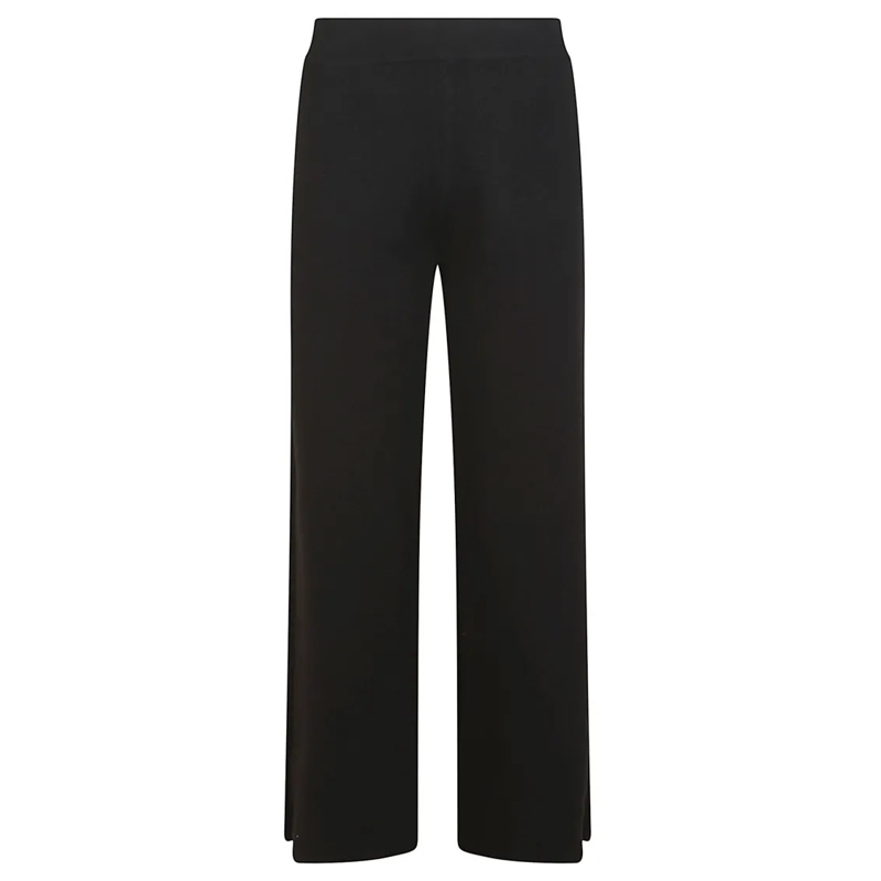 P.A.R.O.S.H.  Wool Blend Knit Trousers With Flared Fit And Elast Black