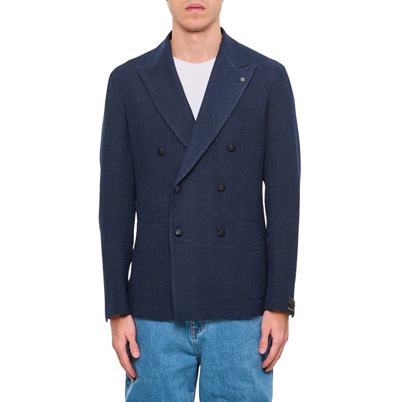 Tagliatore Blazer Single-Breasted Blue Jacket With Tailored Fit Blue
