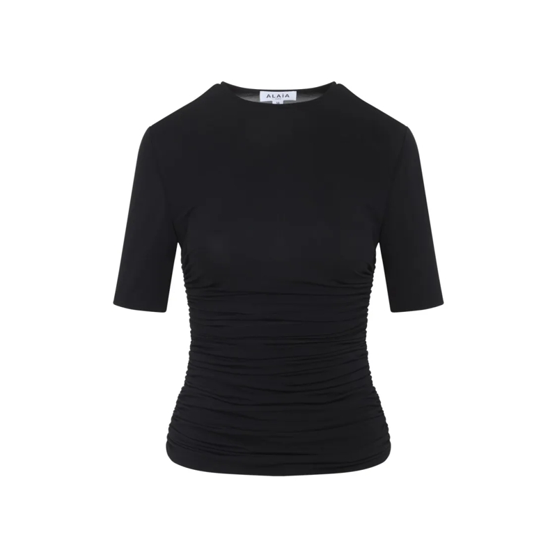 Alaia T-shirt Fitted Black T-Shirt With Textured Silhouette Black