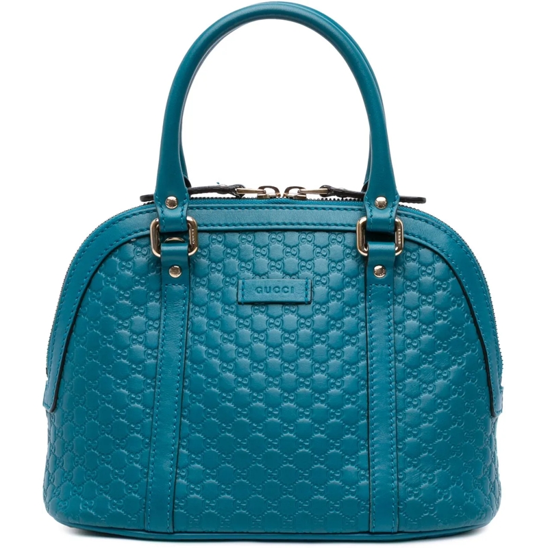 Gucci Schultertasche Mini Microguccissima Dome Satchel blau