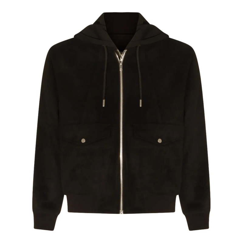 Moose Knuckles  Front-Zippered Black Jacket With Drawstring Hood Black