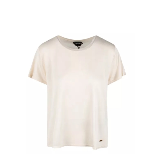 Tom Ford Micro-Rib Silk Jersey Crewneck T-Shirt Neutrals 