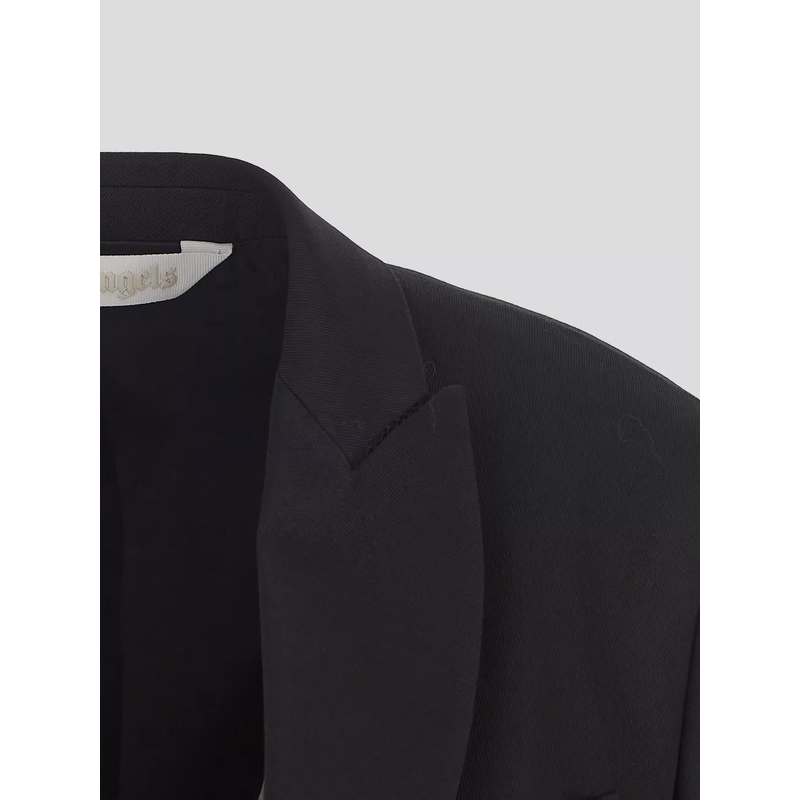 Palm Angels  Double-Breasted Cropped Blazer With Gold Button Ac Black
