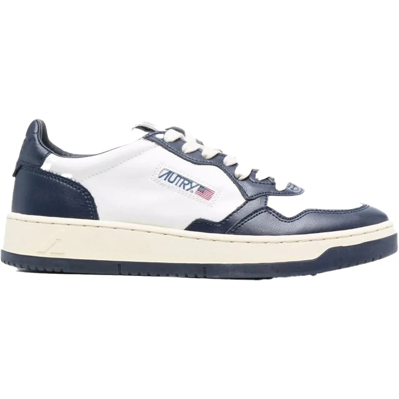 Autry International Schnürschuhe Sneaker Medalist Low aus Leder Dunkelblau