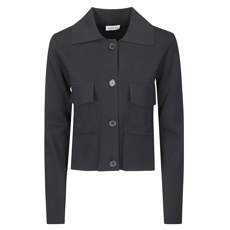 P.A.R.O.S.H. Veste de transition Tailored Viscose-Blend Jacket With Minimalist Desi Black