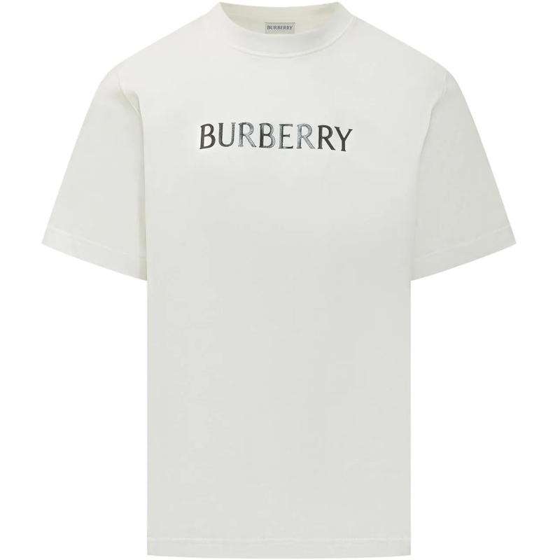 Burberry T-shirt T-Shirt con Logo Frontale weiß