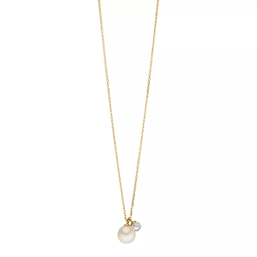 Leaf Necklace 2 Drops Silver Gold-Plated Collier moyen