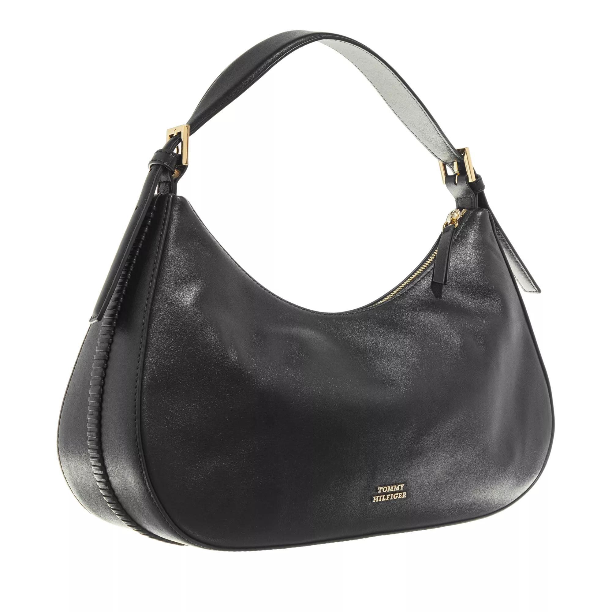 Tommy Hilfiger Hobo bags Crest Leather Hobo in zwart