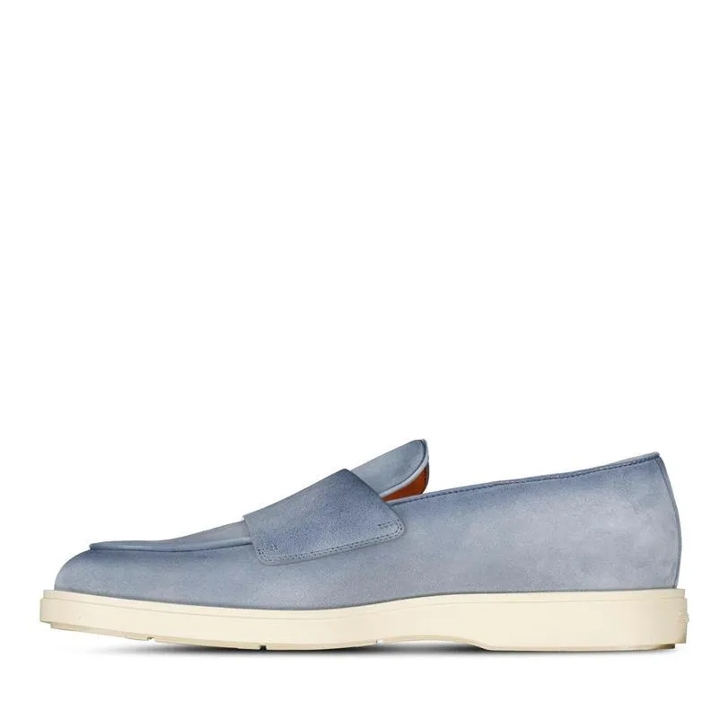 Santoni Doppel Monkstraps aus Veloursleder Hellblau Monkstrap