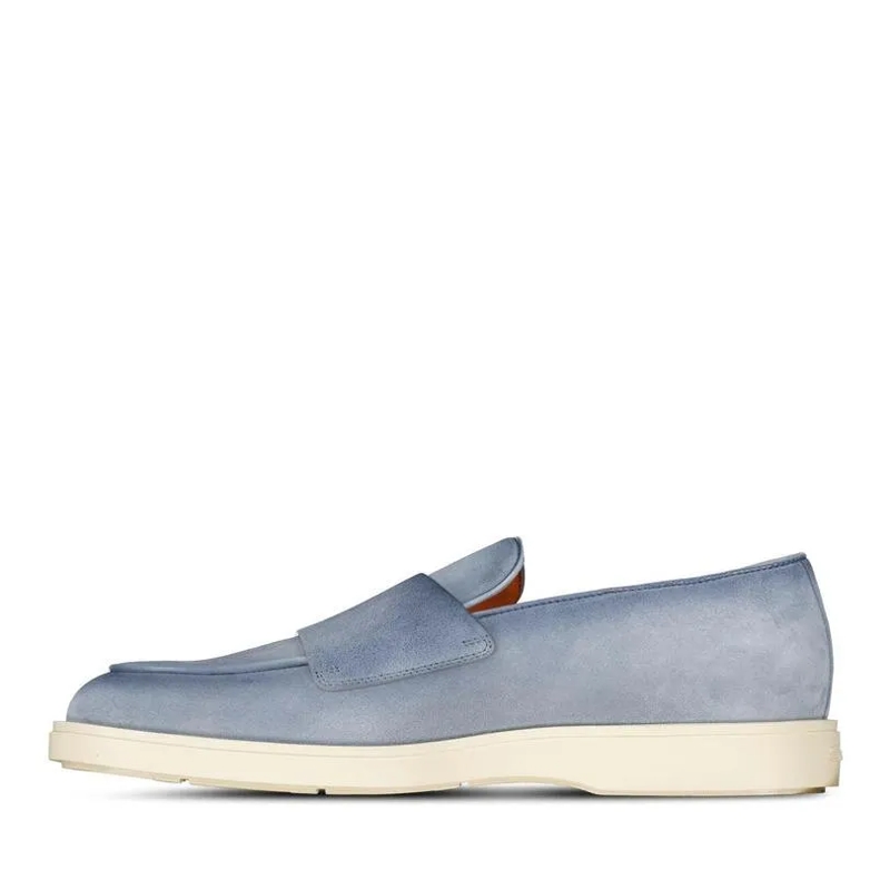 Santoni Chaussures à lacets Doppel-Monkstraps aus Veloursleder Hellblau(Image 2)