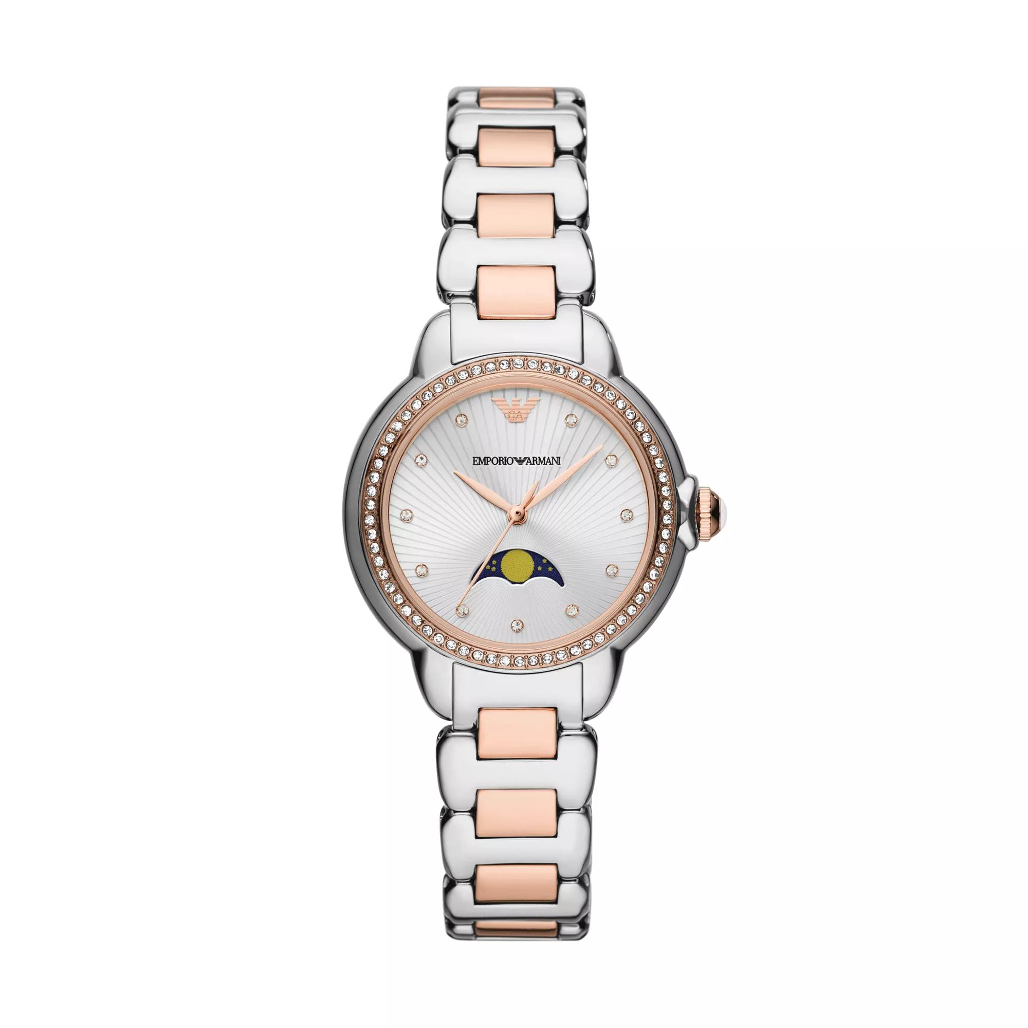 Emporio Armani Three-Hand Moonphase Stainless Steel Watch Multicolor |  Montre à quartz