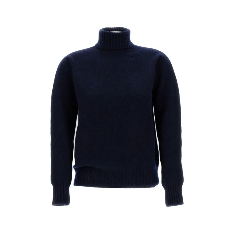 Drumohr Pull à col roulé Ribbed Turtleneck Sweater In Wool Blue
