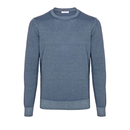 Malo Pullover Wool Crewneck Sweater Blue