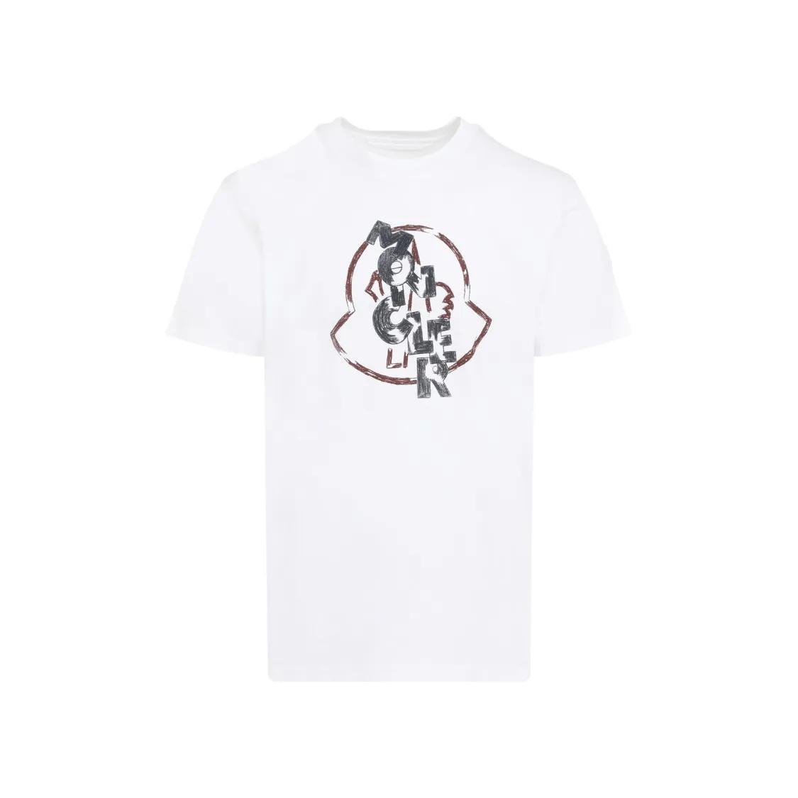 Moncler - White Short-Sleeved T-Shirt - Größe L - weiß