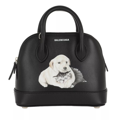 Balenciaga Puppy And Kitten Ville Top Handle XXS Leather Black Tote