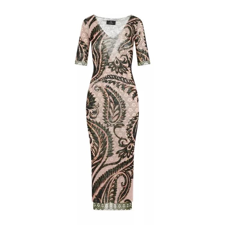 Etro - Print Pink Polyamide Midi Dress - Größe 40 - pink