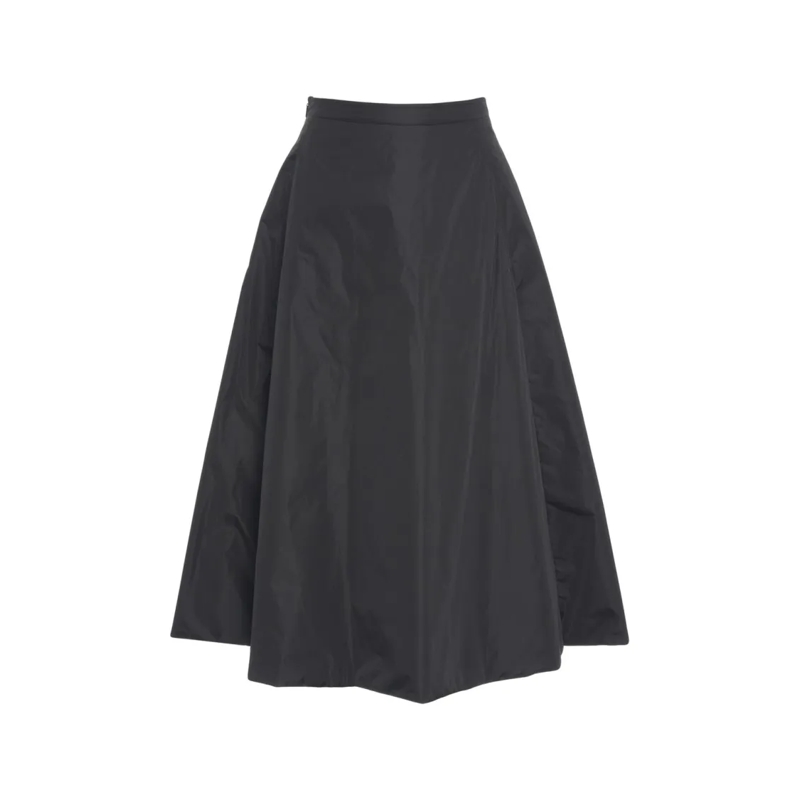 Add Midirok Wide Flared Midi Skirt With Padded Texture Black