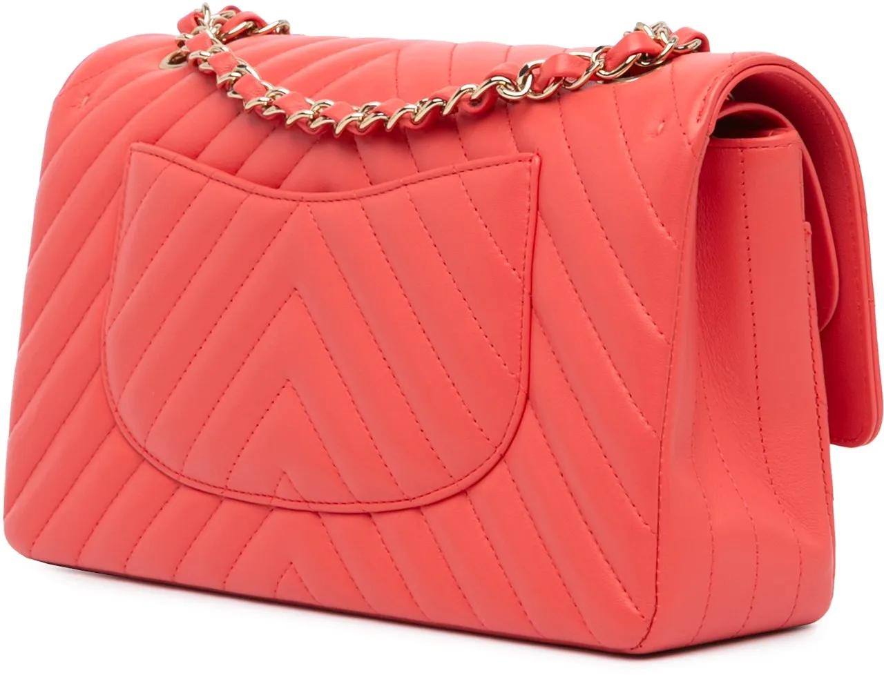 Thumbnail - Chanel Hobo Bags - Medium Classic Chevron Lambskin Double Flap - Gr. unisize - in Rot - für Damen