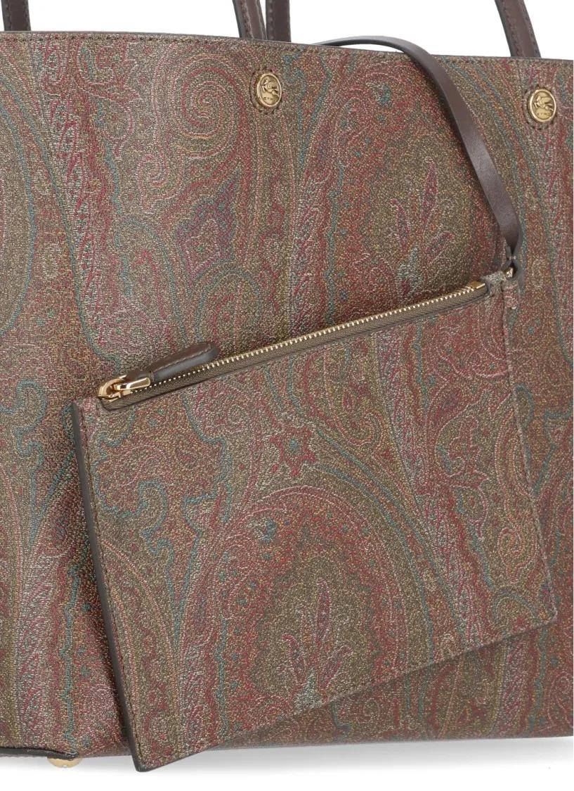 ETRO Shoppers & Totes Brown Cotton Shopping Bag With Pochette in bruin
