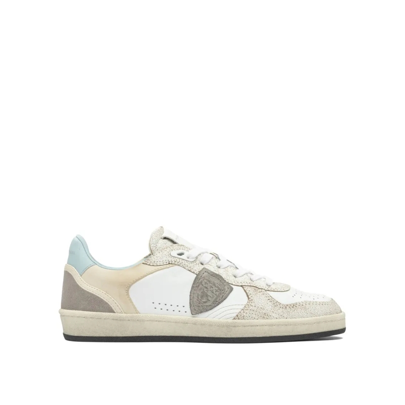 Philippe Model Lage-top sneaker Beige Low-Top Sneakers With Textured Leather Panel Multicolor