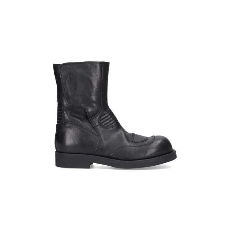 MM6 Maison Margiela Bottes Mid-Calf Black Leather Boots Black