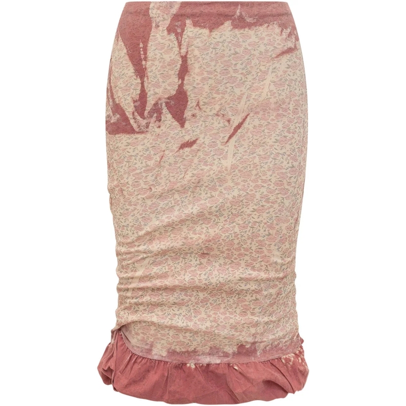 Diesel Jupe longue Gonna Midi Drappeggiata con Fondo Arricciato rose