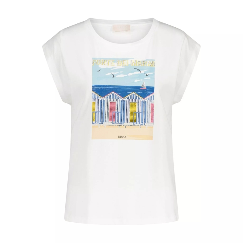 LIU JO  T-Shirt mit Motiv & Strass 47702405546330 Weiß