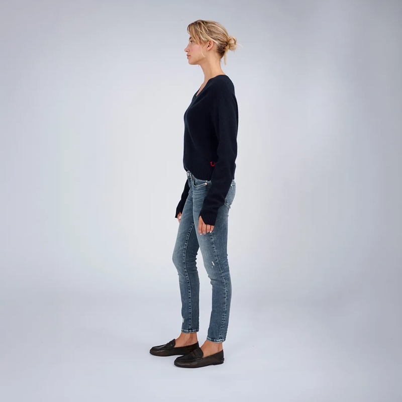 True Religion  - Lamgarm- Gerader Schnitt- Rippbünchen an den Ä dunkel-blau(Image 3)
