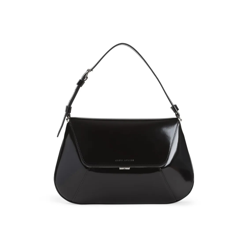 Amina Muaddi Schultertasche Black Brushed Leather Shoulder Bag Black