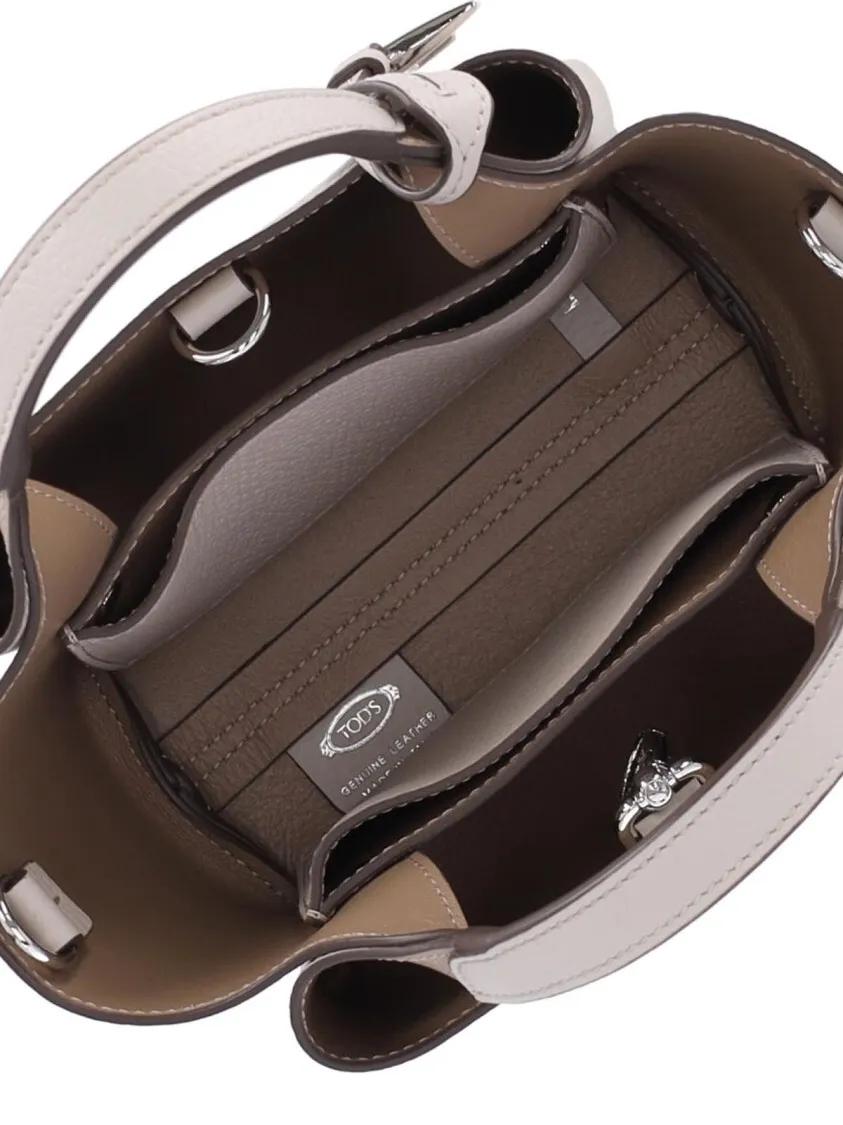 TOD'S Hobo bags Structured Panna Leather Shoulder Bag in beige
