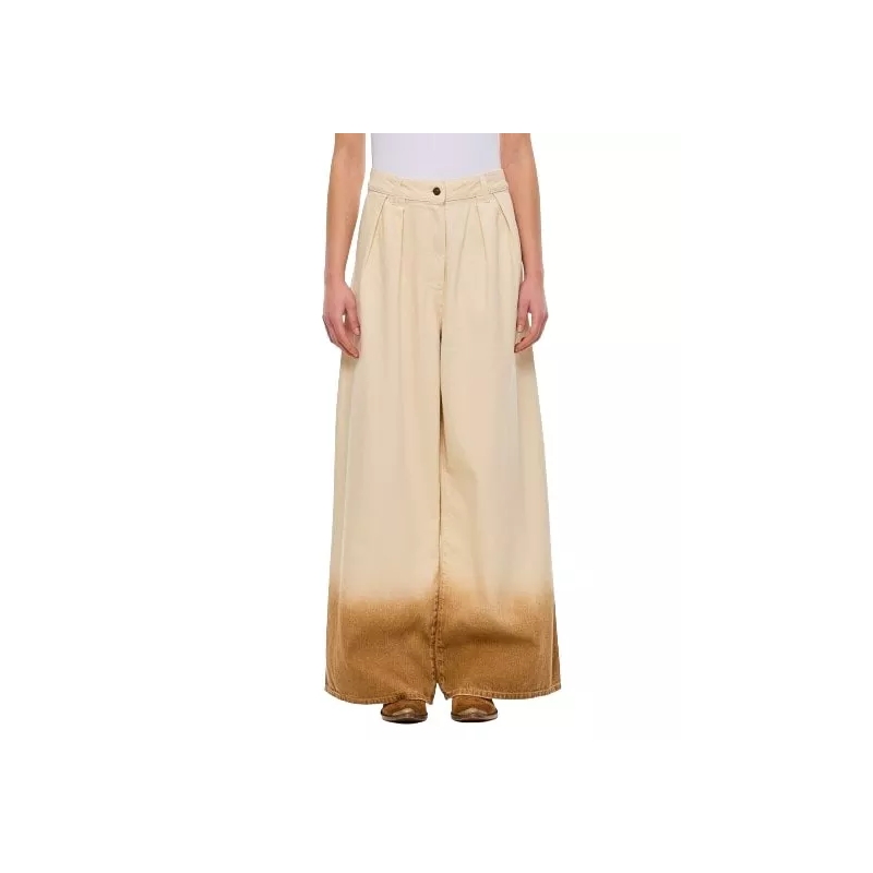 Alanui  Wide Leg Raw Cotton Denim Pants Neutrals