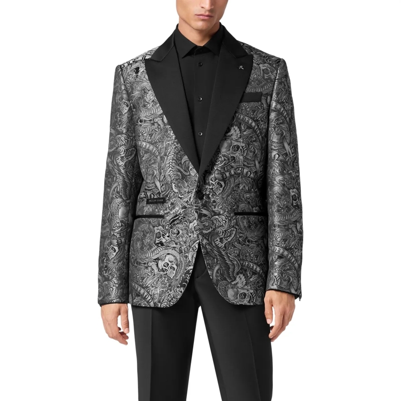 Philipp Plein Blazer Einknopf-Blazer Slim Fit Tattoo schwarz(Image 3)