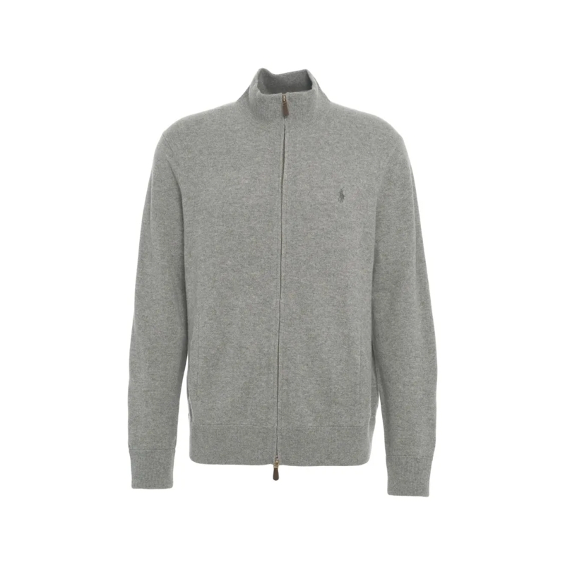 Polo Ralph Lauren  Knit Zip-Through Sweatshirt With High Collar Grey