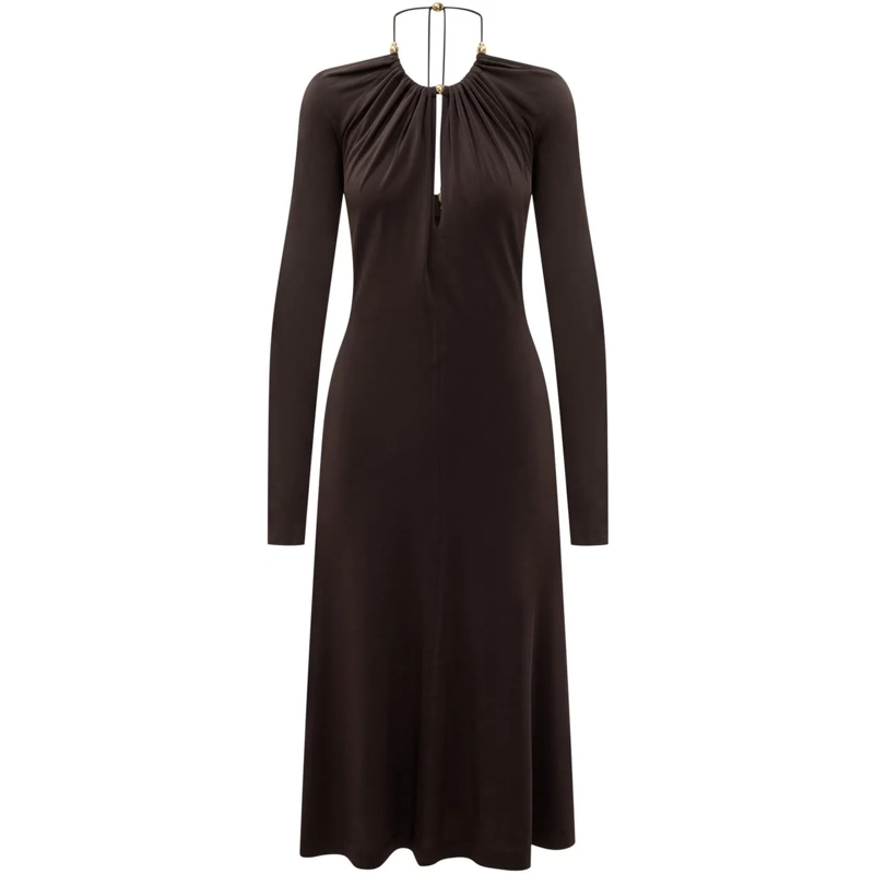 Salvatore Ferragamo Robe longue Abito in Crepe schwarz