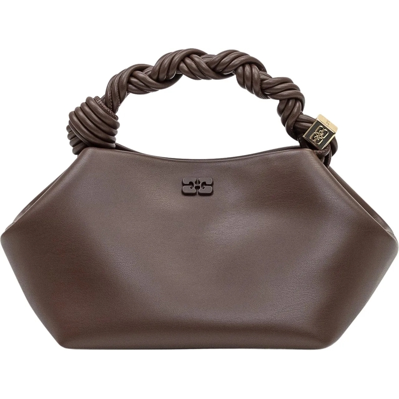 GANNI Tote Bou Mini Bag con Manico Intrecciato braun