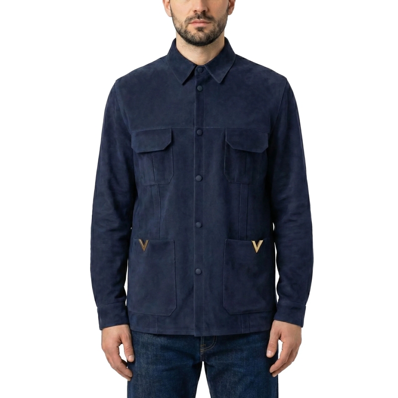 Valentino Garavani Übergangsjacke Jacke aus Veloursleder dunkelblau(Image 2)