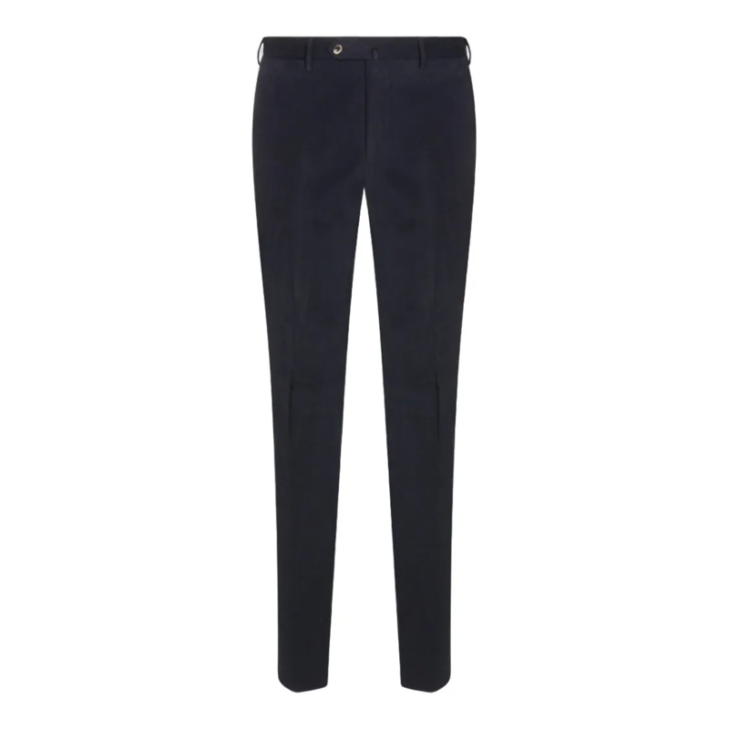 Pt Torino Chino Slim-Fit Tailored Blue Trousers With Buttoned Pock Black