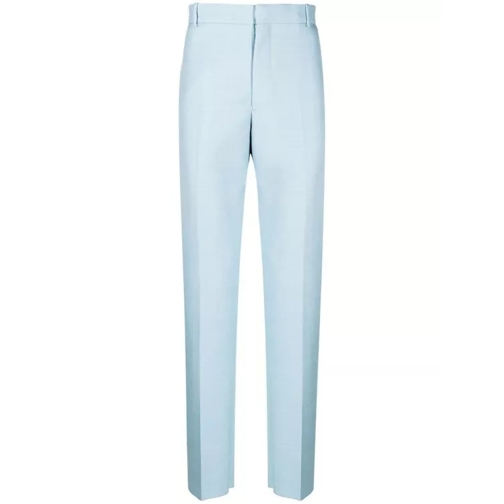 Alexander McQueen Straight Cut Suit Trousers Blue Pantalons