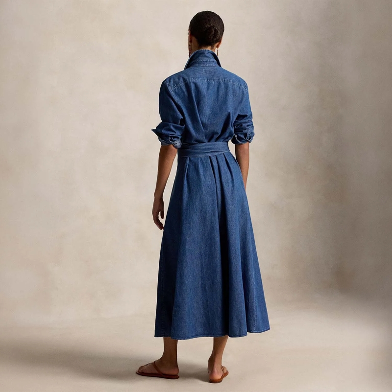 Polo Ralph Lauren Maxi-jurk Maxikleid aus Baumwolle blau(Image 3)
