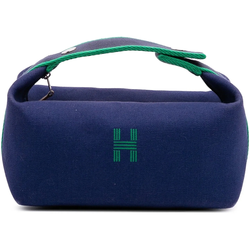 Hermès Necessaire Small Toile Bride A Brac Case blau