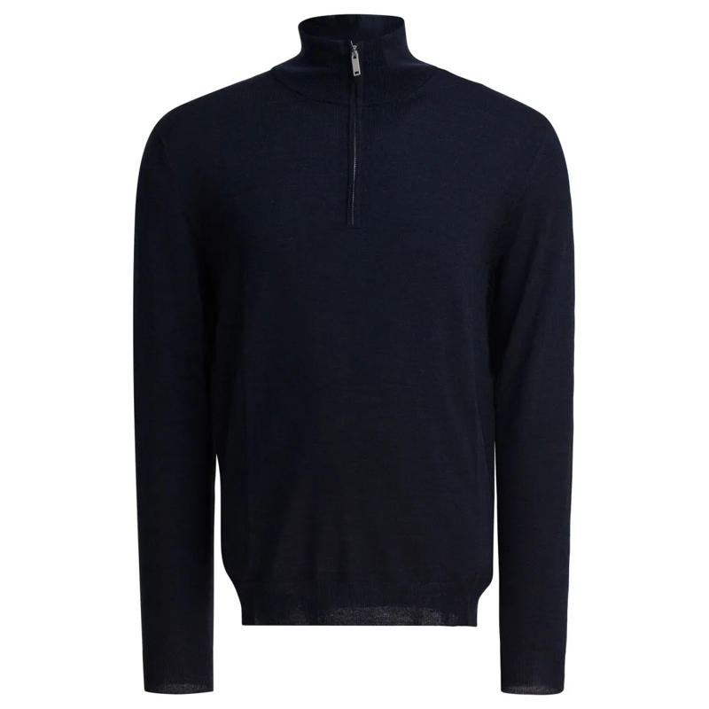 Zanone Pullover Half-Zip Pullover In Soft Wool-Polyamide Blend Black