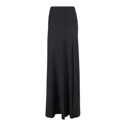 Alberta Ferretti Long Relaxed Black Skirt In Silk Blend Black 