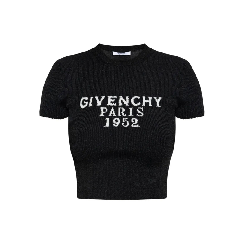 Givenchy T-shirt Fitted Ribbed Crop Top Black