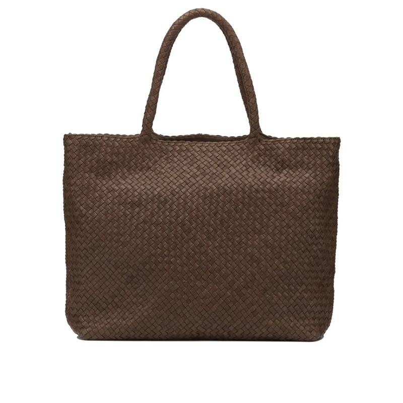 Officine Creative Tote Spacious Woven Leather Shoulder Bag Black