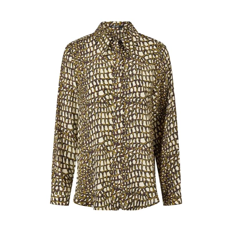 Marc Aurel Bluse Hemdbluse mit Reptilienprint grün