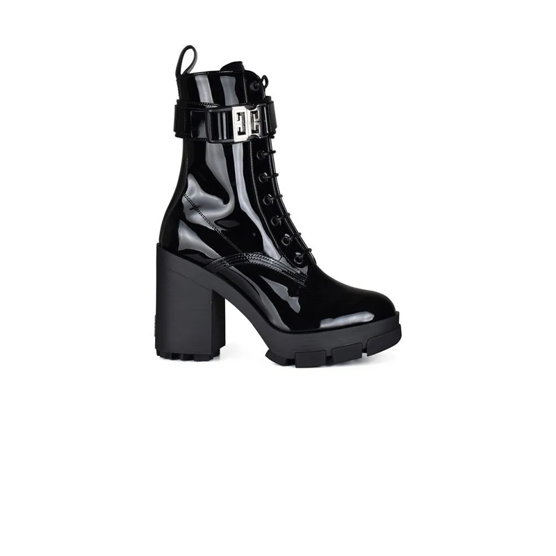 Givenchy Laarzen Lace-Up Black Shiny Calf Leather Boots Black