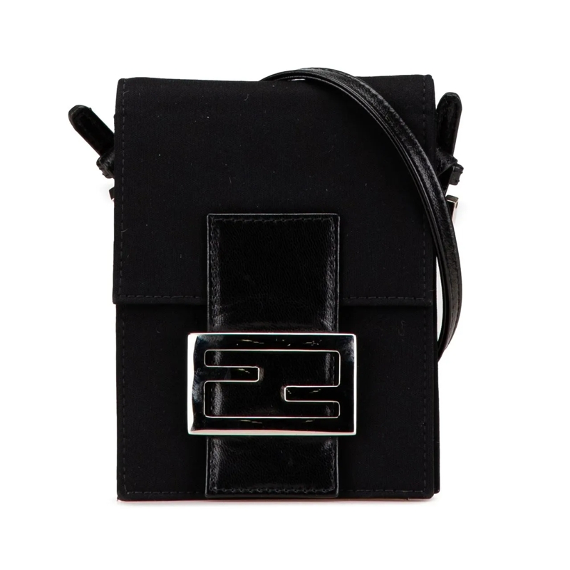 Fendi Schultertasche Mini Nylon FF Lock Crossbody schwarz