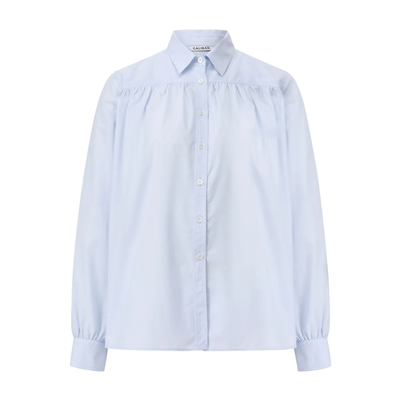 CALIBAN Bluse Hemdbluse aus Baumwolle blau